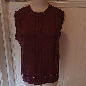 Northern Reflections Sleeveless Knit Top - Deep Burgundy